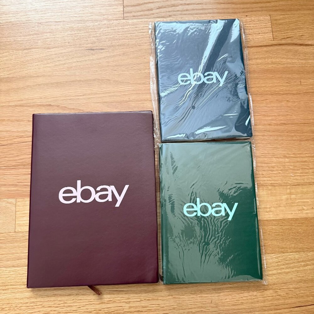 NEW Official eBay Lined Notebooks Pack of 3 Faux Leather Cover